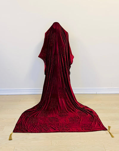 Classic Red Velvet Shawl – Simple and Elegant